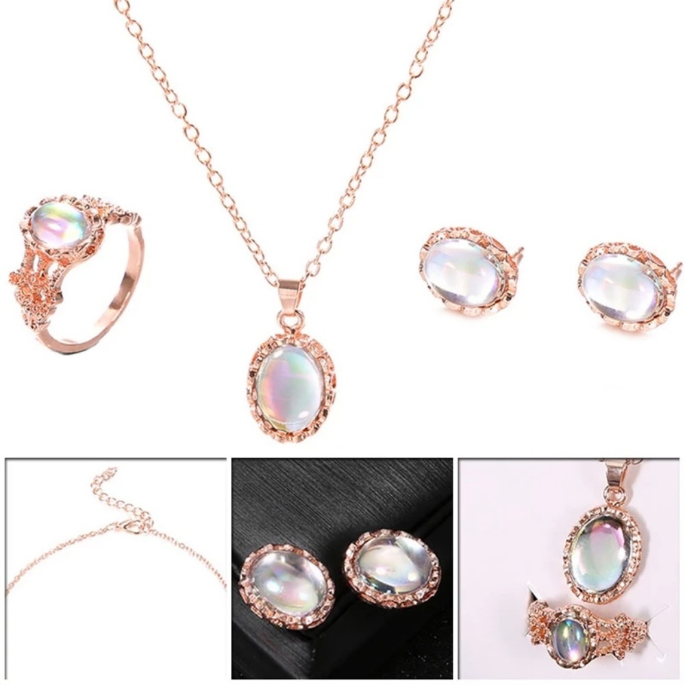 Gorgeous faux fire opal jewelry set - Picture 2 of 9